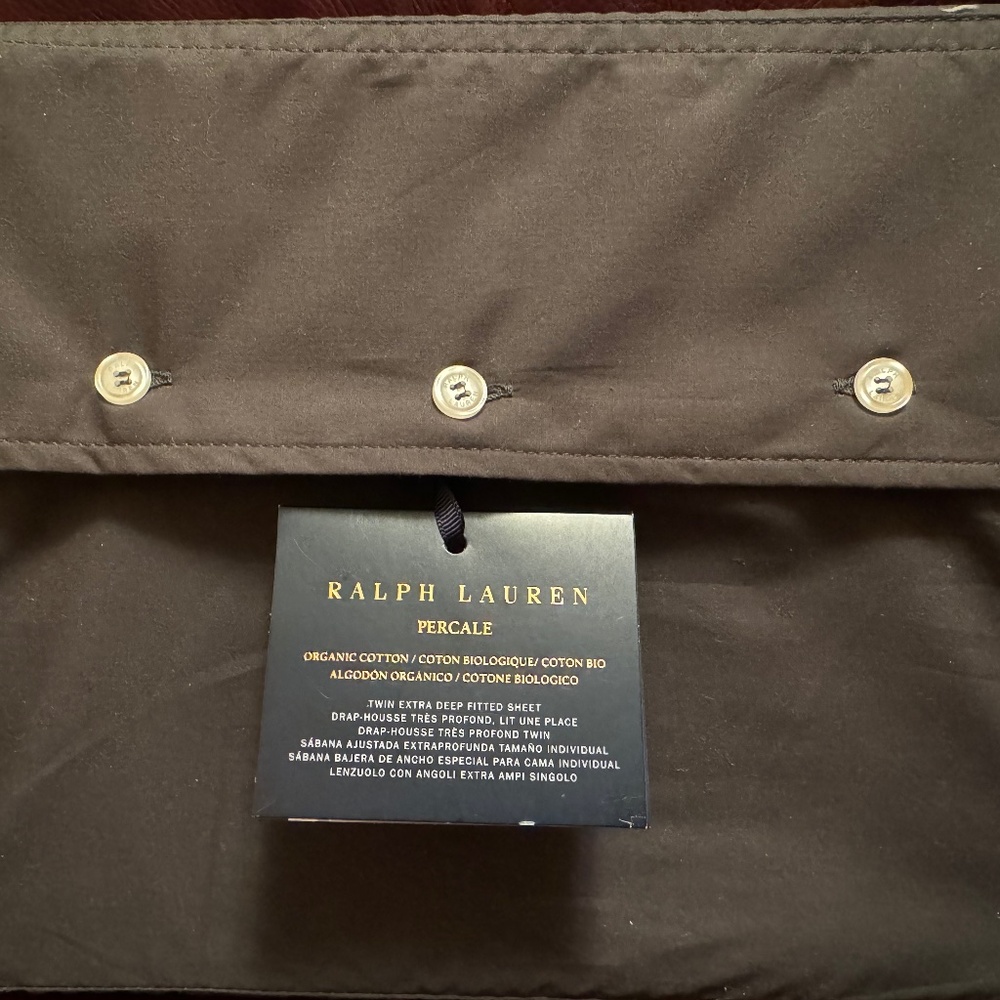 Ralph Lauren - Percale Cotton Twin Extra Deep Fitted Sheet - Loft Gray MSRP $125